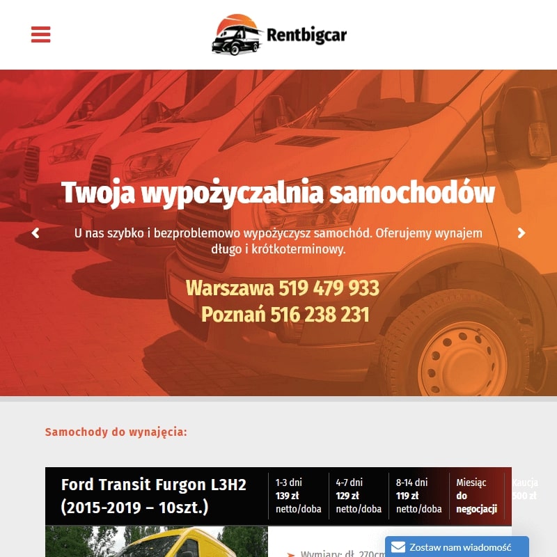 Wynajem aut dostawczych łowicz w Sochaczewie
