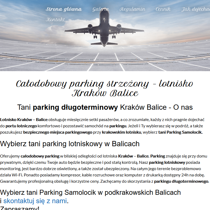 Parking niedaleko lotniska balice Kraków